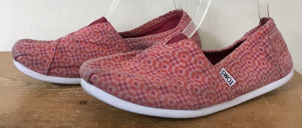 Toms Classic Alpargata Flats Pink Orange Patterned Comfort Flats Womens Shoes 10